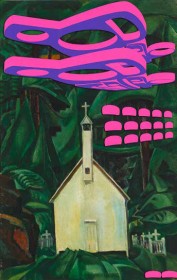 Sonny Assu, Re-Invaders: Digital Intervention on an Emily Carr Painting (Indian Church, 1929),